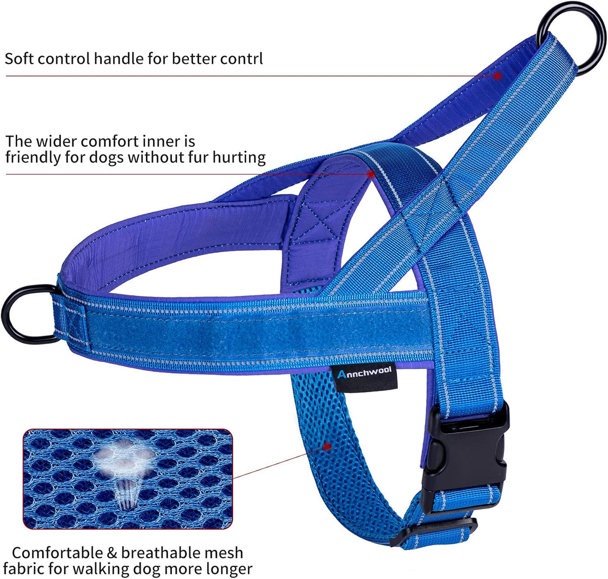 No Pull Dog Harness with Soft Padded Handle,Reflective Strip Escape Proof and Quick Fit to Adjust Harness,Easy for Training Walking for Small & Medium and Large Dogs(Green,L)