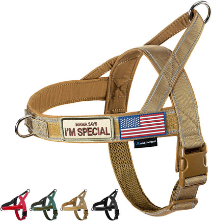 No Pull Dog Harness with Soft Padded Handle,Reflective Strip Escape Proof and Quick Fit to Adjust Harness,Easy for Training Walking for Small & Medium and Large Dogs(Green,L)