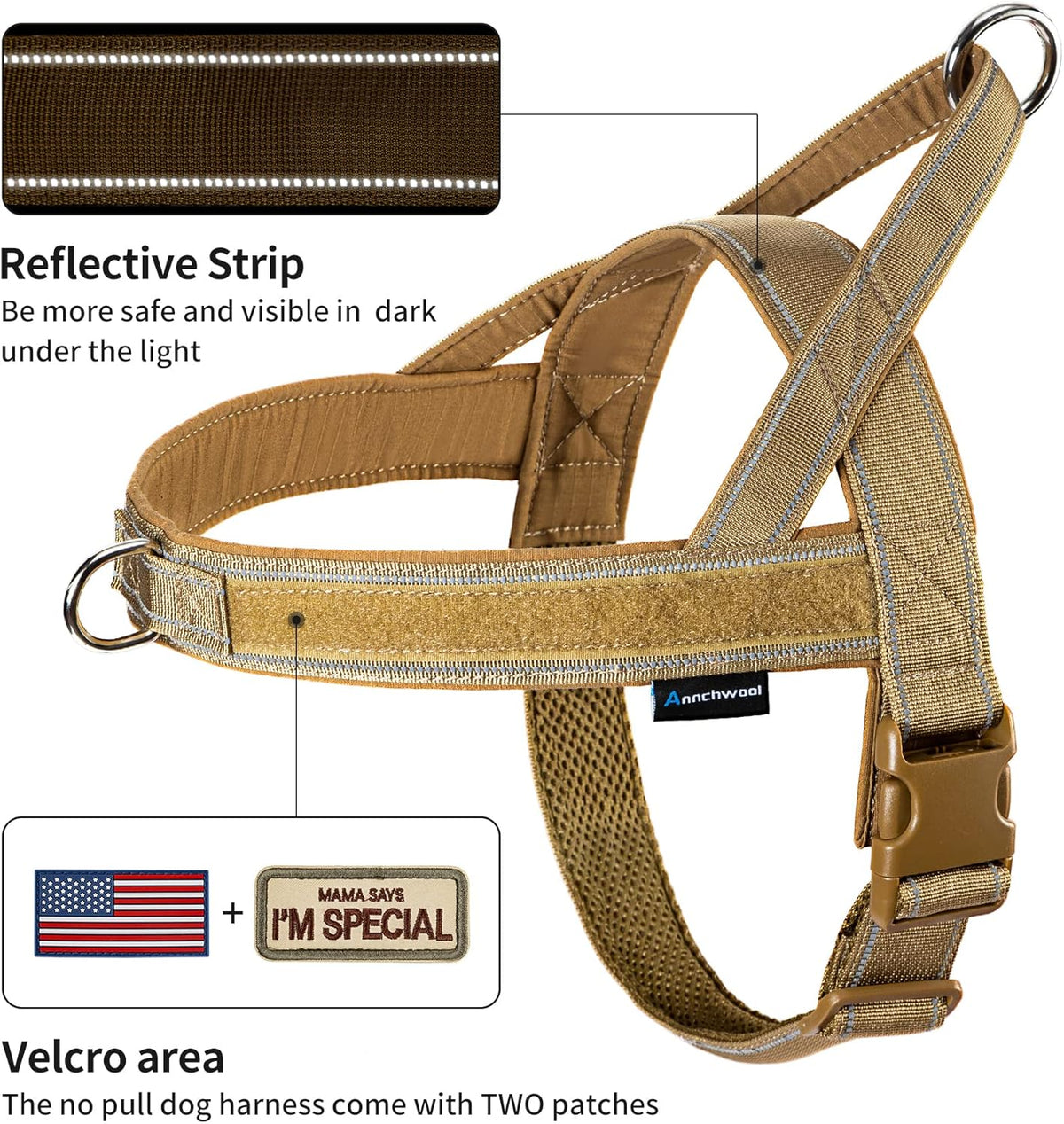 No Pull Dog Harness with Soft Padded Handle,Reflective Strip Escape Proof and Quick Fit to Adjust Harness,Easy for Training Walking for Small & Medium and Large Dogs(Green,L)