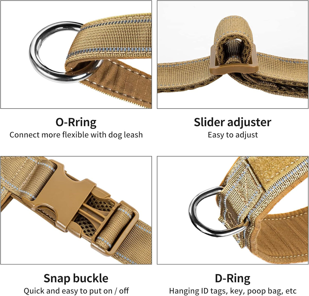 No Pull Dog Harness with Soft Padded Handle,Reflective Strip Escape Proof and Quick Fit to Adjust Harness,Easy for Training Walking for Small & Medium and Large Dogs(Green,L)