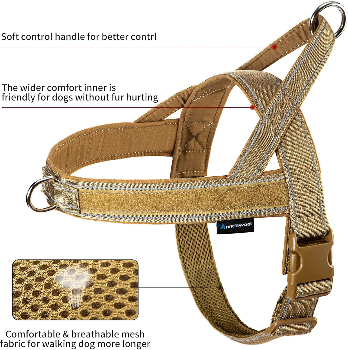 No Pull Dog Harness with Soft Padded Handle,Reflective Strip Escape Proof and Quick Fit to Adjust Harness,Easy for Training Walking for Small & Medium and Large Dogs(Green,L)