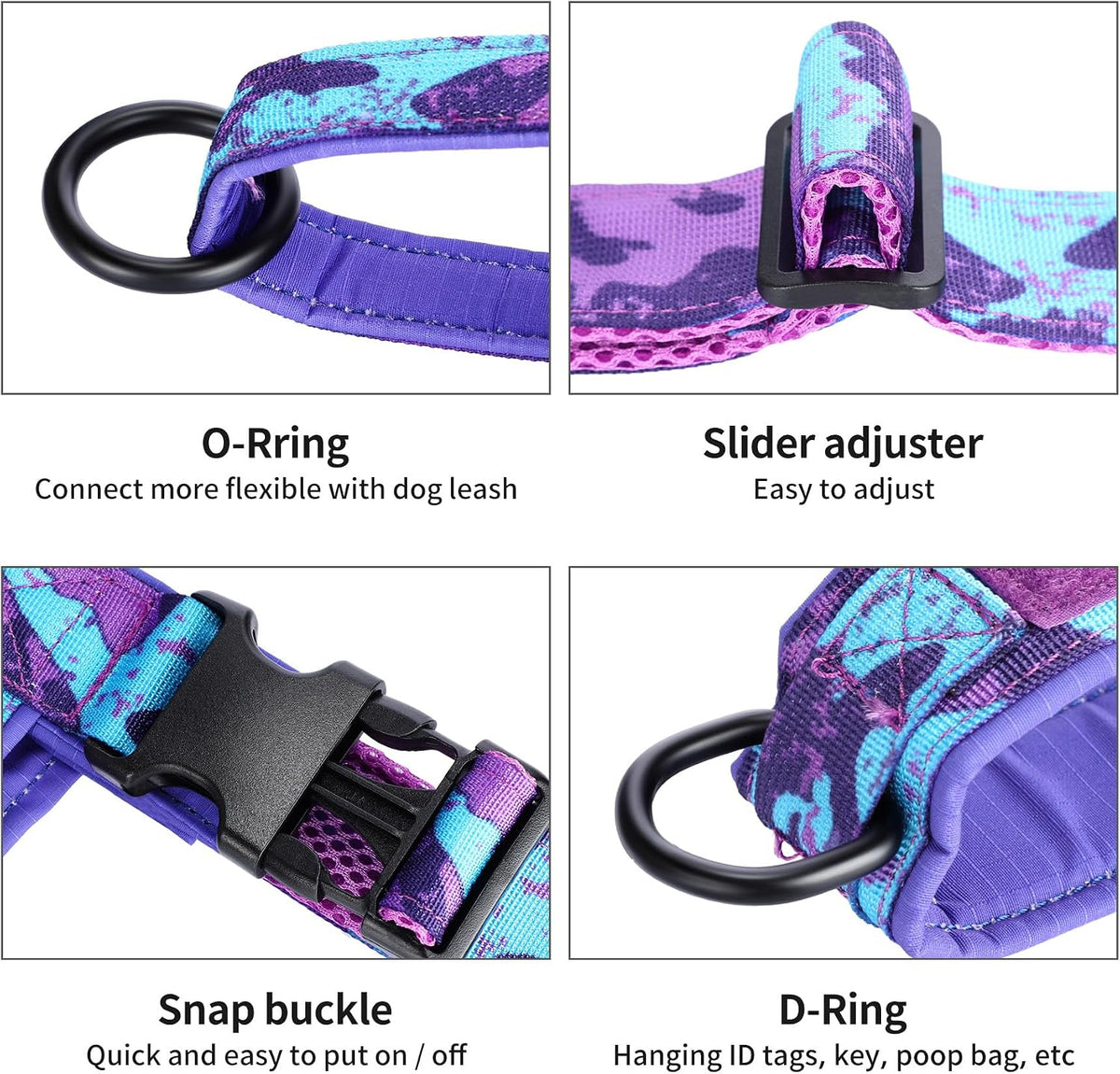 No Pull Dog Harness with Soft Padded Handle,Reflective Strip Escape Proof and Quick Fit to Adjust Harness,Easy for Training Walking for Small & Medium and Large Dogs(Green,L)