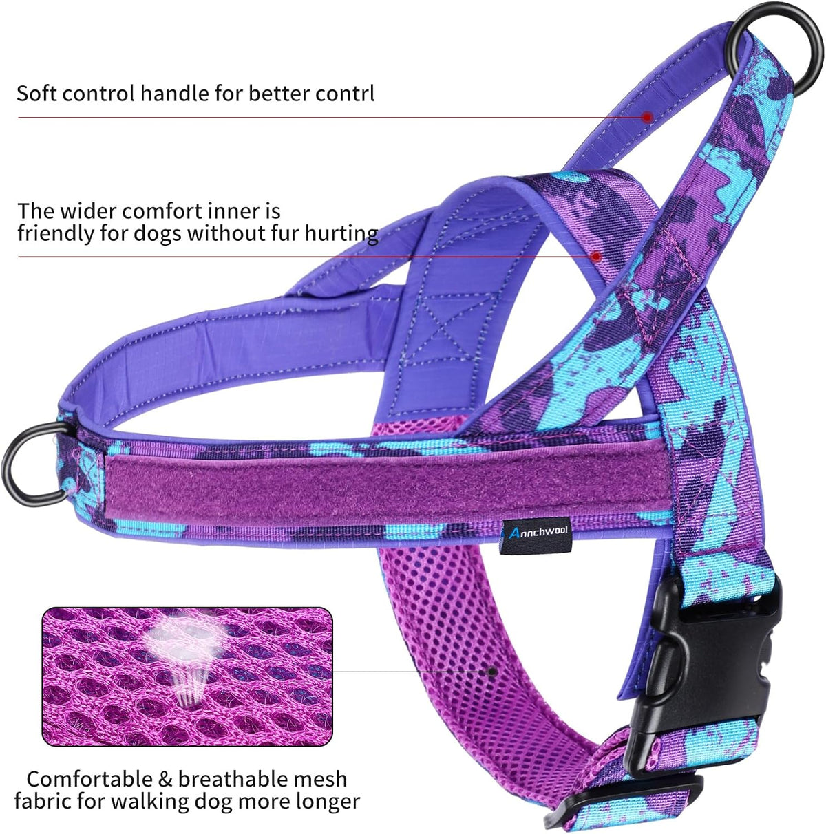 No Pull Dog Harness with Soft Padded Handle,Reflective Strip Escape Proof and Quick Fit to Adjust Harness,Easy for Training Walking for Small & Medium and Large Dogs(Green,L)