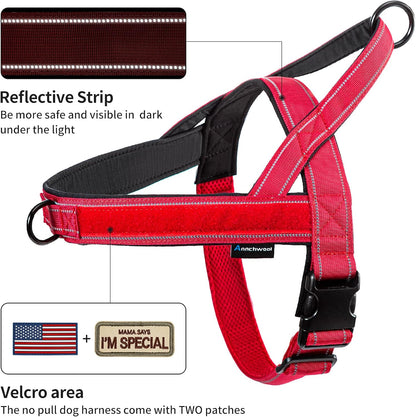 No Pull Dog Harness with Soft Padded Handle,Reflective Strip Escape Proof and Quick Fit to Adjust Harness,Easy for Training Walking for Small & Medium and Large Dogs(Green,L)