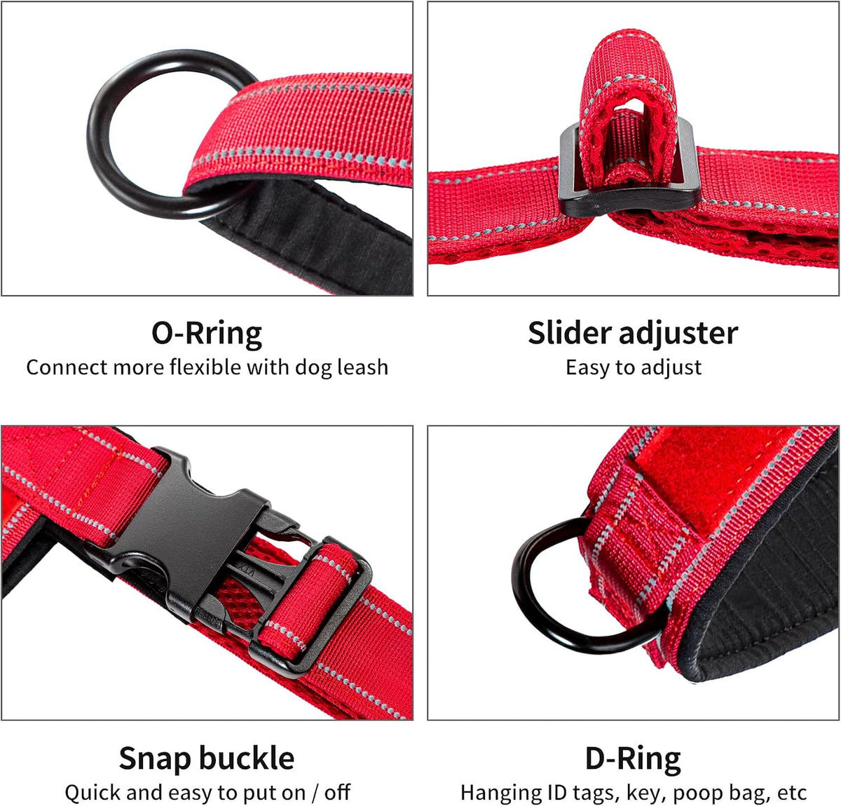 No Pull Dog Harness with Soft Padded Handle,Reflective Strip Escape Proof and Quick Fit to Adjust Harness,Easy for Training Walking for Small & Medium and Large Dogs(Green,L)