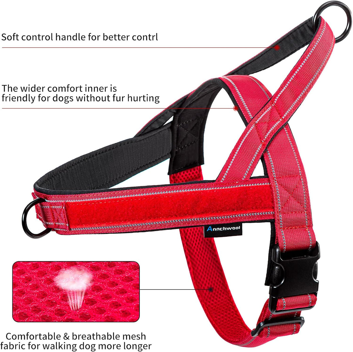No Pull Dog Harness with Soft Padded Handle,Reflective Strip Escape Proof and Quick Fit to Adjust Harness,Easy for Training Walking for Small & Medium and Large Dogs(Green,L)