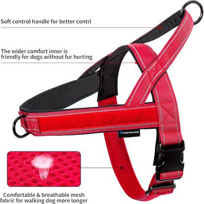 No Pull Dog Harness with Soft Padded Handle,Reflective Strip Escape Proof and Quick Fit to Adjust Harness,Easy for Training Walking for Small & Medium and Large Dogs(Green,L)