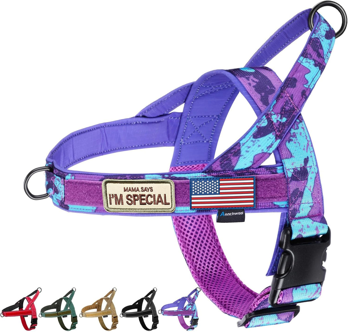 No Pull Dog Harness with Soft Padded Handle,Reflective Strip Escape Proof and Quick Fit to Adjust Harness,Easy for Training Walking for Small & Medium and Large Dogs(Green,L)