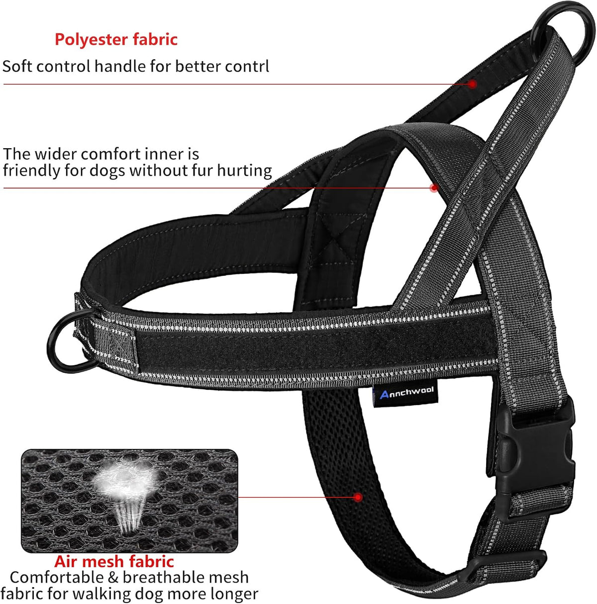 No Pull Dog Harness with Soft Padded Handle,Reflective Strip Escape Proof and Quick Fit to Adjust Harness,Easy for Training Walking for Small & Medium and Large Dogs(Green,L)