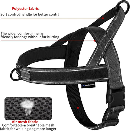 No Pull Dog Harness with Soft Padded Handle,Reflective Strip Escape Proof and Quick Fit to Adjust Harness,Easy for Training Walking for Small & Medium and Large Dogs(Green,L)