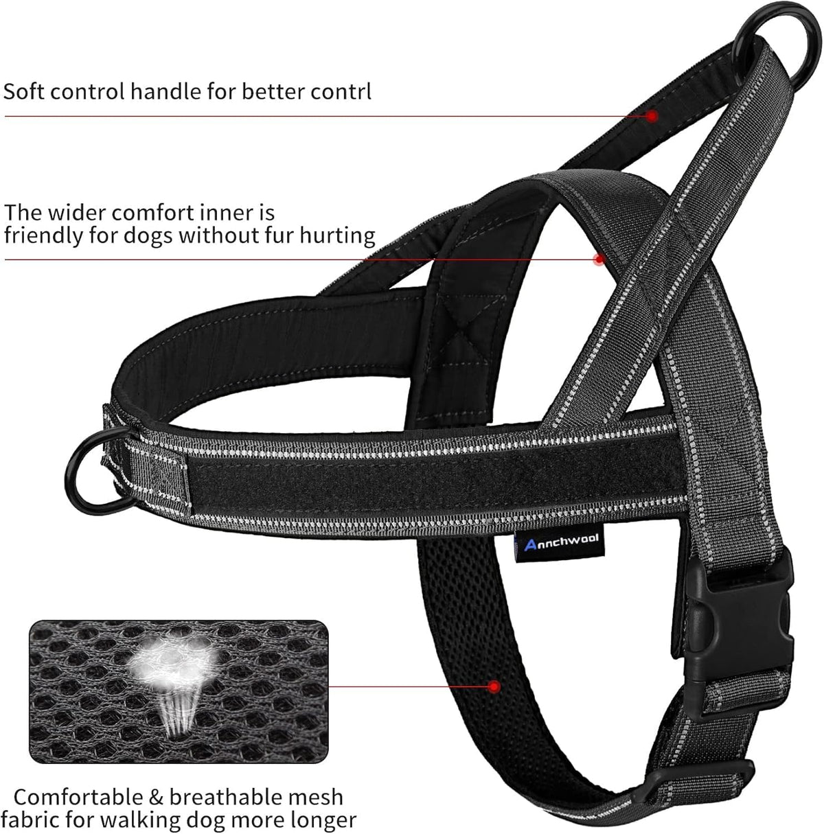 No Pull Dog Harness with Soft Padded Handle,Reflective Strip Escape Proof and Quick Fit to Adjust Harness,Easy for Training Walking for Small & Medium and Large Dogs(Green,L)