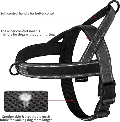 No Pull Dog Harness with Soft Padded Handle,Reflective Strip Escape Proof and Quick Fit to Adjust Harness,Easy for Training Walking for Small & Medium and Large Dogs(Green,L)