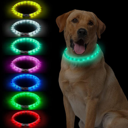 LED Dog Collar, Rechargeable RGB Color Changing Light Up Dog Collars, Waterproof Dog Lights Make Pet Visible and Safety for Night Walking，Outdoor, Camping, for Small Medium Large Dogs
