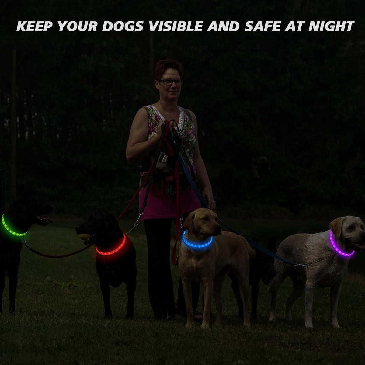 LED Dog Collar, Rechargeable RGB Color Changing Light Up Dog Collars, Waterproof Dog Lights Make Pet Visible and Safety for Night Walking，Outdoor, Camping, for Small Medium Large Dogs