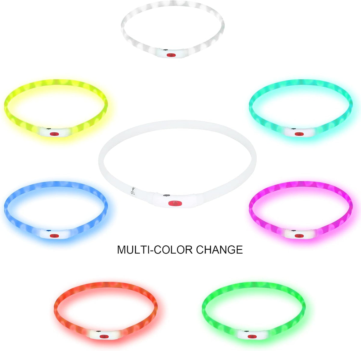 LED Dog Collar, Rechargeable RGB Color Changing Light Up Dog Collars, Waterproof Dog Lights Make Pet Visible and Safety for Night Walking，Outdoor, Camping, for Small Medium Large Dogs