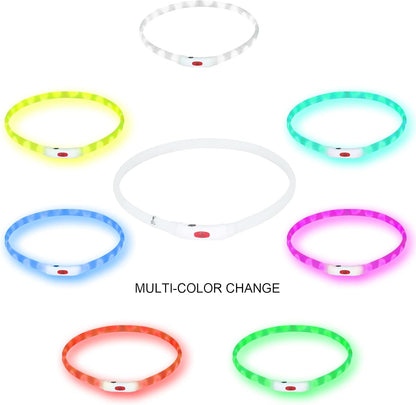 LED Dog Collar, Rechargeable RGB Color Changing Light Up Dog Collars, Waterproof Dog Lights Make Pet Visible and Safety for Night Walking，Outdoor, Camping, for Small Medium Large Dogs