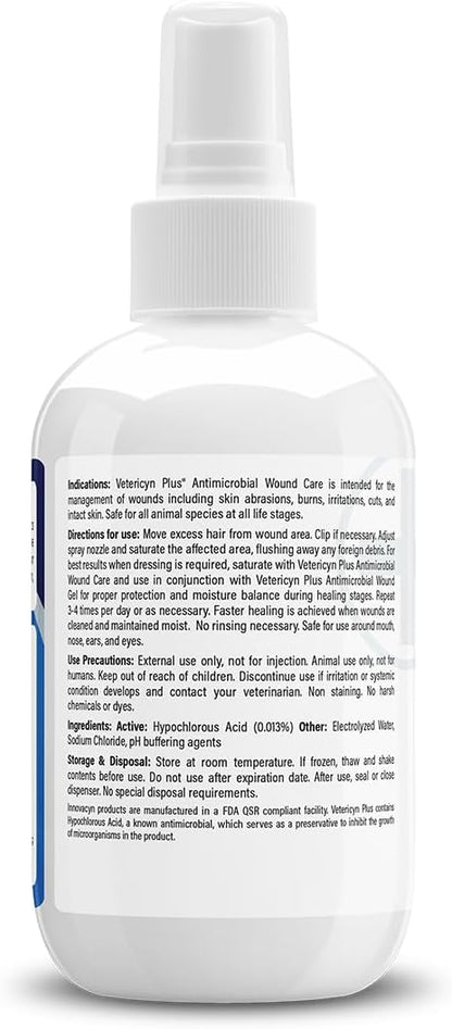 Plus Dog Wound Care Spray | Healing Aid and Skin Repair, Clean Wounds, Relieve Dog Skin Allergies, Safe for All Animals. 3 ounces