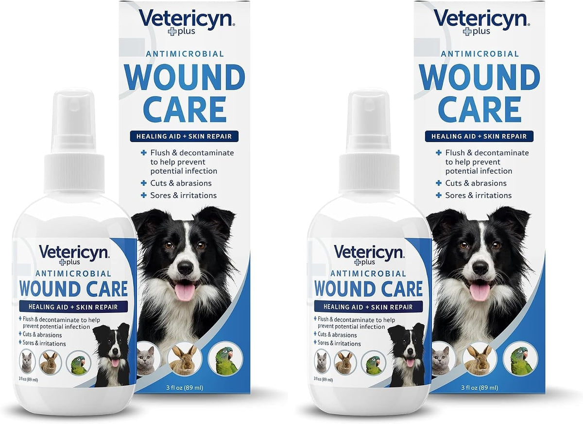 Plus Dog Wound Care Spray | Healing Aid and Skin Repair, Clean Wounds, Relieve Dog Skin Allergies, Safe for All Animals. 3 ounces