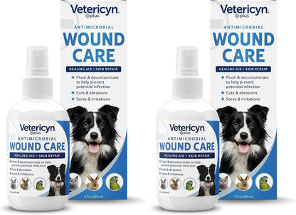 Plus Dog Wound Care Spray | Healing Aid and Skin Repair, Clean Wounds, Relieve Dog Skin Allergies, Safe for All Animals. 3 ounces