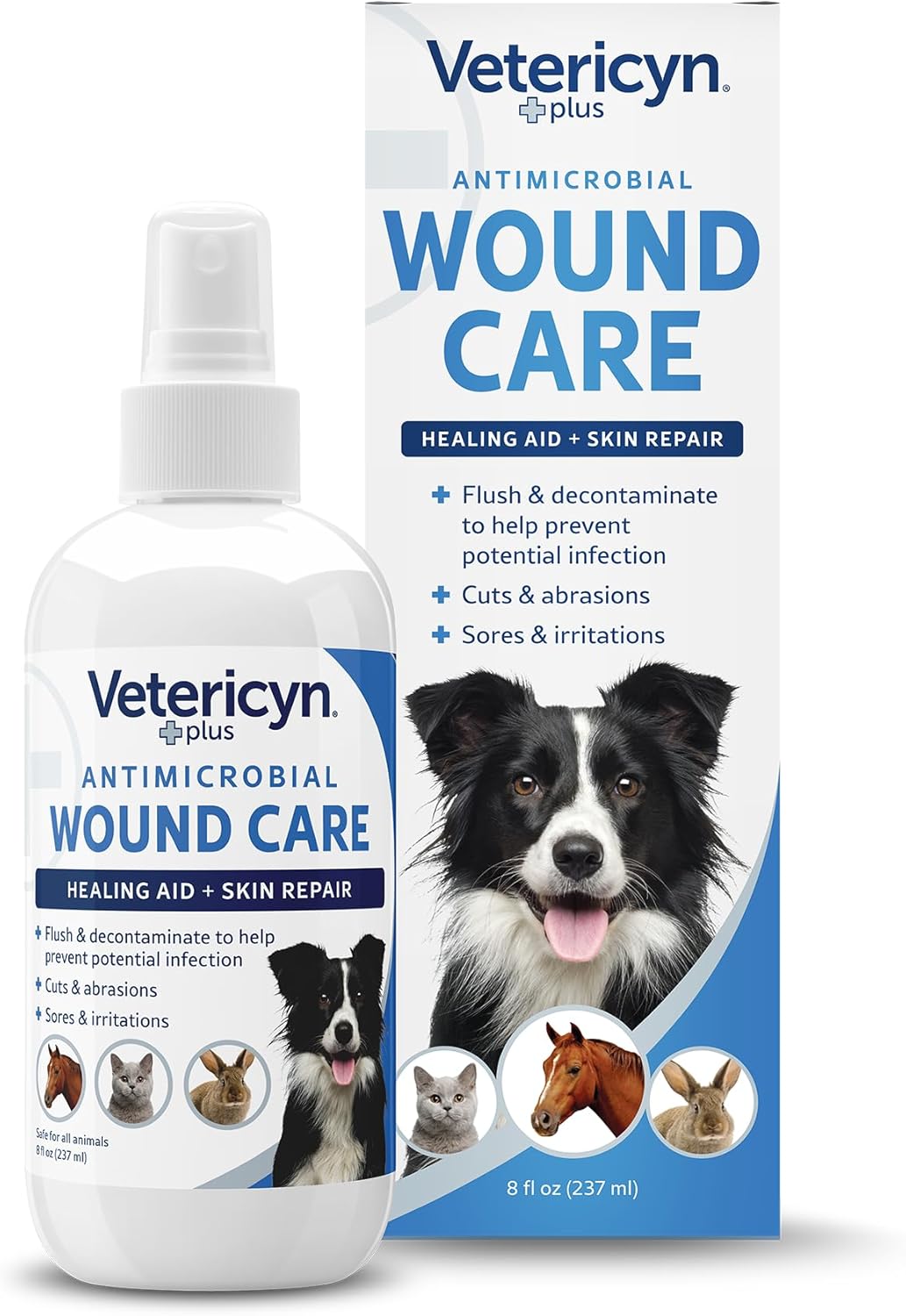 Plus Dog Wound Care Spray | Healing Aid and Skin Repair, Clean Wounds, Relieve Dog Skin Allergies, Safe for All Animals. 3 ounces