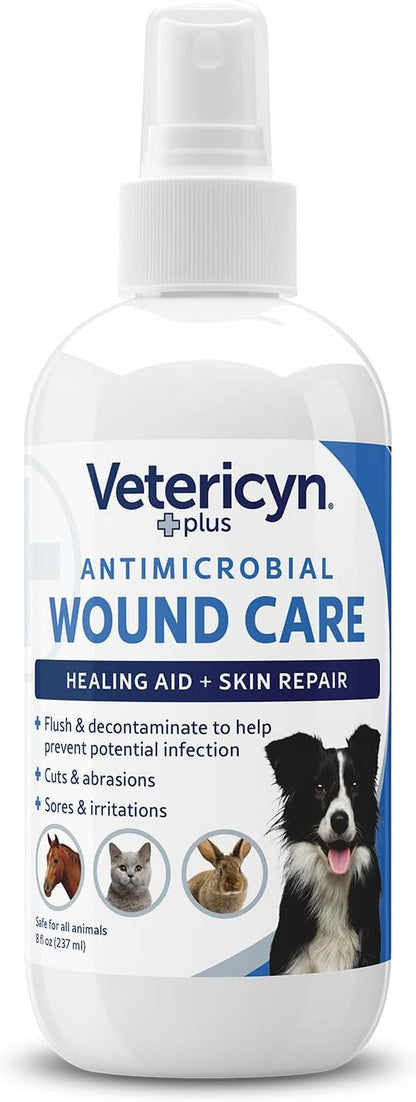 Plus Dog Wound Care Spray | Healing Aid and Skin Repair, Clean Wounds, Relieve Dog Skin Allergies, Safe for All Animals. 3 ounces