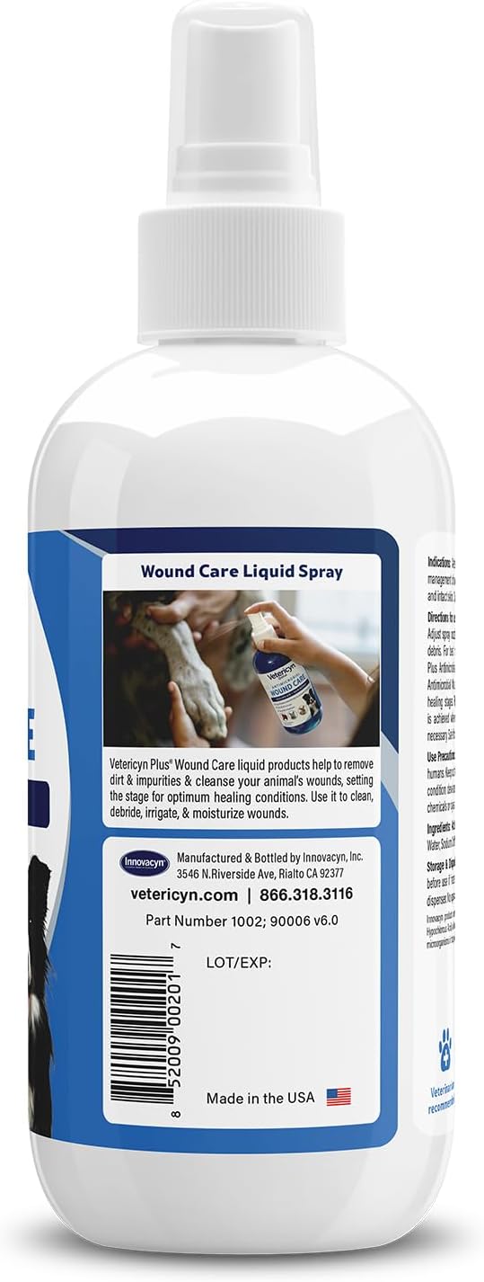 Plus Dog Wound Care Spray | Healing Aid and Skin Repair, Clean Wounds, Relieve Dog Skin Allergies, Safe for All Animals. 3 ounces