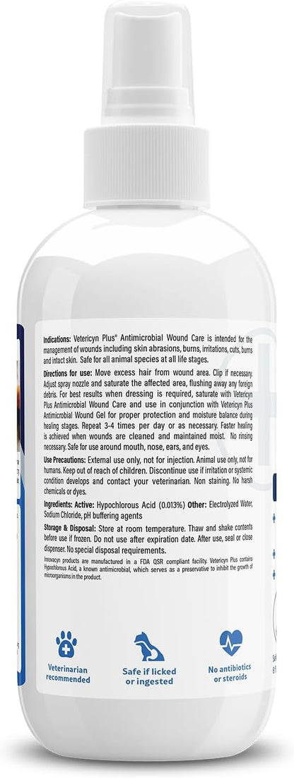 Plus Dog Wound Care Spray | Healing Aid and Skin Repair, Clean Wounds, Relieve Dog Skin Allergies, Safe for All Animals. 3 ounces