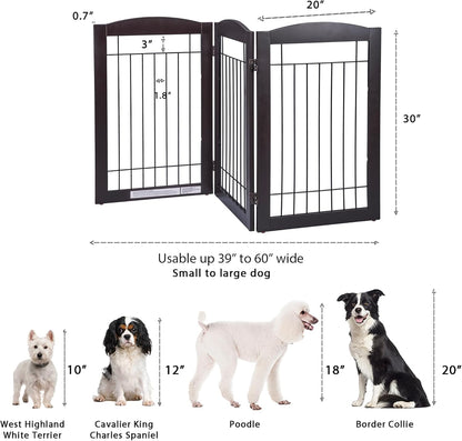 Spirich Freestanding Wire Pet Gate for Dogs, 30 inches Tall Dog Gate for The Houes, Doorway, Stairs, Pet Puppy Safety Fence,Set of Support Feet Included (Espresso, 4 Panels) ASIN: B07T8Z8NKL