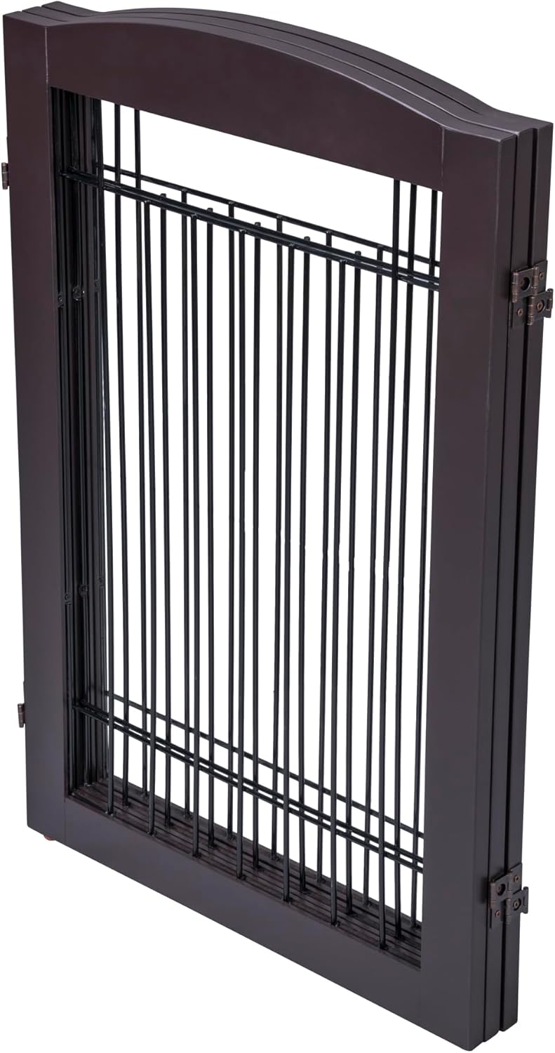 Spirich Freestanding Wire Pet Gate for Dogs, 30 inches Tall Dog Gate for The Houes, Doorway, Stairs, Pet Puppy Safety Fence,Set of Support Feet Included (Espresso, 4 Panels) ASIN: B07T8Z8NKL