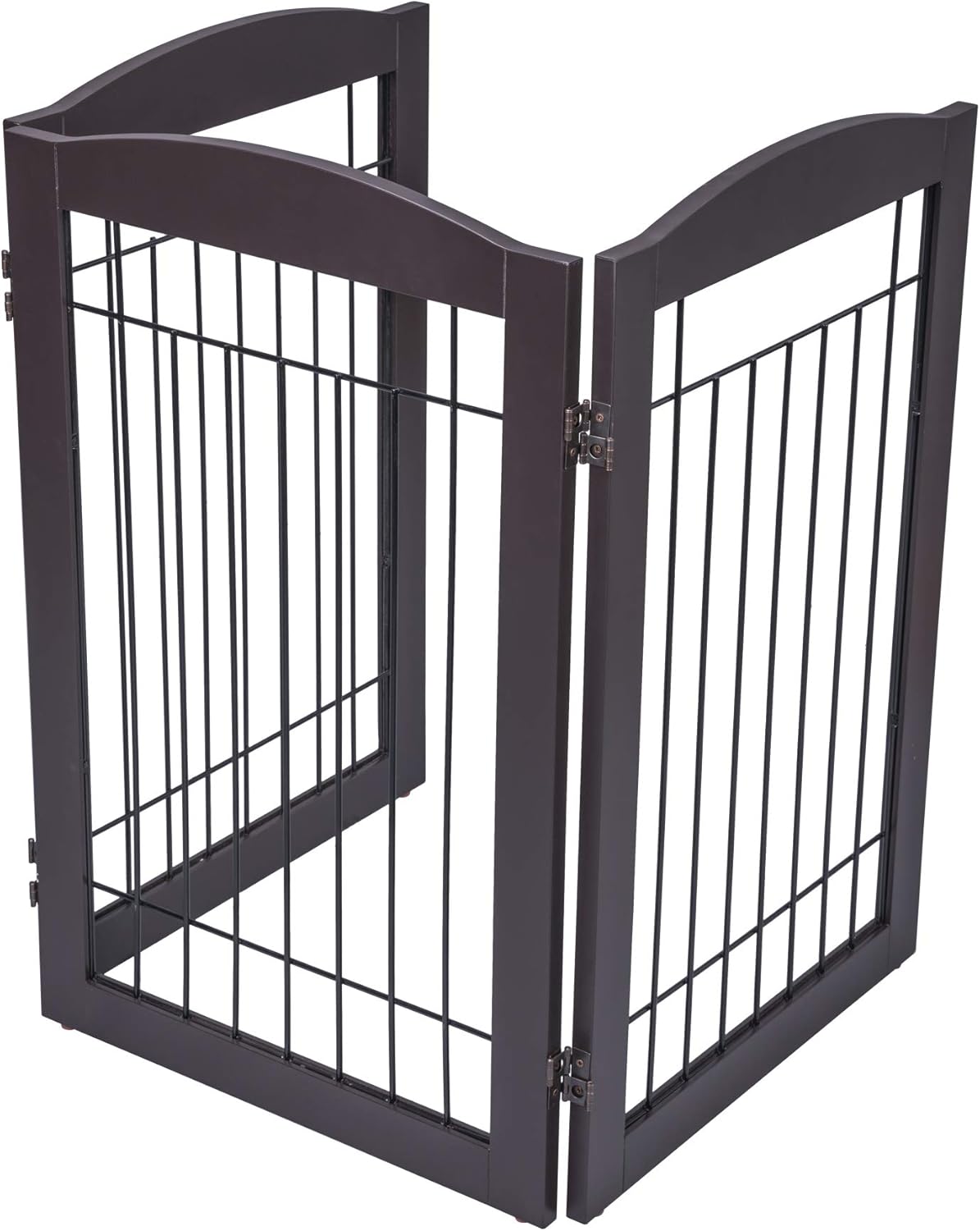 Spirich Freestanding Wire Pet Gate for Dogs, 30 inches Tall Dog Gate for The Houes, Doorway, Stairs, Pet Puppy Safety Fence,Set of Support Feet Included (Espresso, 4 Panels) ASIN: B07T8Z8NKL