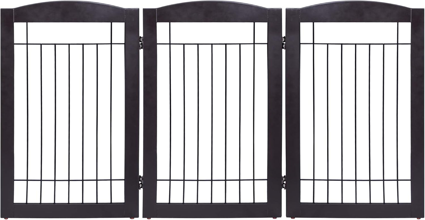 Spirich Freestanding Wire Pet Gate for Dogs, 30 inches Tall Dog Gate for The Houes, Doorway, Stairs, Pet Puppy Safety Fence,Set of Support Feet Included (Espresso, 4 Panels) ASIN: B07T8Z8NKL
