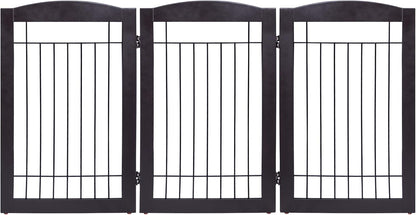 Spirich Freestanding Wire Pet Gate for Dogs, 30 inches Tall Dog Gate for The Houes, Doorway, Stairs, Pet Puppy Safety Fence,Set of Support Feet Included (Espresso, 4 Panels) ASIN: B07T8Z8NKL