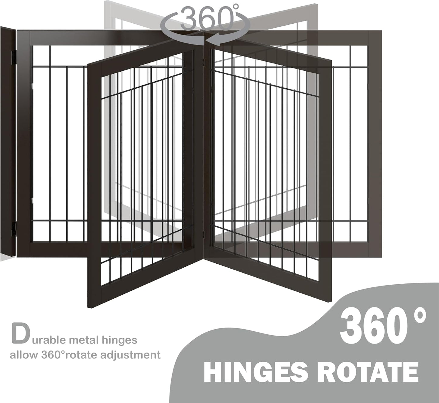 Spirich Freestanding Wire Pet Gate for Dogs, 30 inches Tall Dog Gate for The Houes, Doorway, Stairs, Pet Puppy Safety Fence,Set of Support Feet Included (Espresso, 4 Panels) ASIN: B07T8Z8NKL