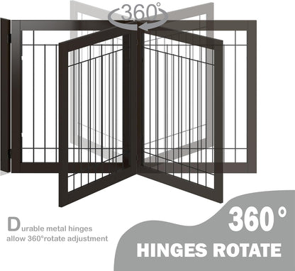 Spirich Freestanding Wire Pet Gate for Dogs, 30 inches Tall Dog Gate for The Houes, Doorway, Stairs, Pet Puppy Safety Fence,Set of Support Feet Included (Espresso, 4 Panels) ASIN: B07T8Z8NKL