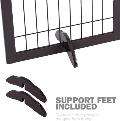 Spirich Freestanding Wire Pet Gate for Dogs, 30 inches Tall Dog Gate for The Houes, Doorway, Stairs, Pet Puppy Safety Fence,Set of Support Feet Included (Espresso, 4 Panels) ASIN: B07T8Z8NKL