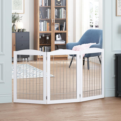 Spirich Freestanding Wire Pet Gate for Dogs, 30 inches Tall Dog Gate for The Houes, Doorway, Stairs, Pet Puppy Safety Fence,Set of Support Feet Included (Espresso, 4 Panels) ASIN: B07T8Z8NKL