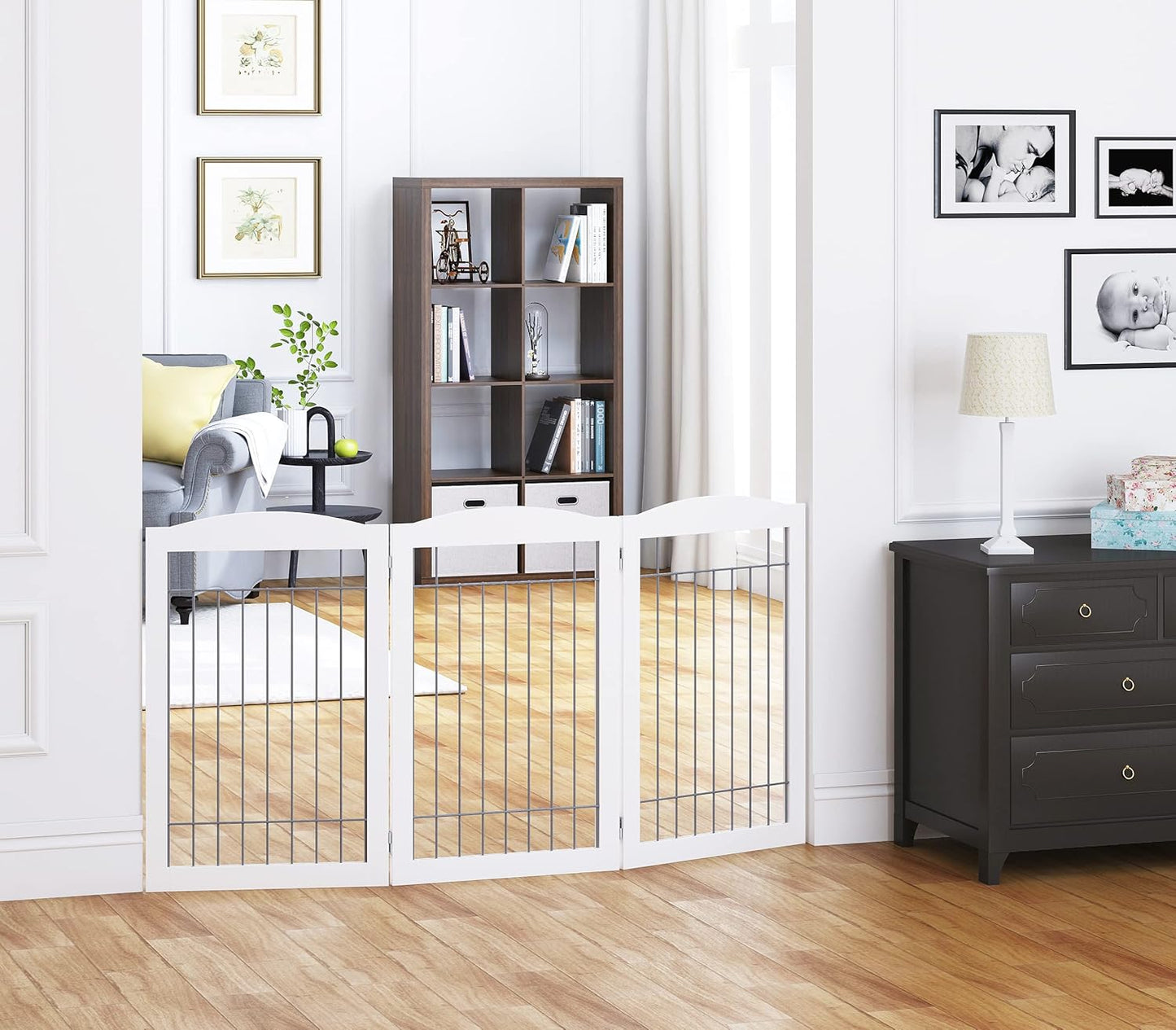 Spirich Freestanding Wire Pet Gate for Dogs, 30 inches Tall Dog Gate for The Houes, Doorway, Stairs, Pet Puppy Safety Fence,Set of Support Feet Included (Espresso, 4 Panels) ASIN: B07T8Z8NKL