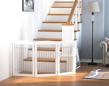 Spirich Freestanding Wire Pet Gate for Dogs, 30 inches Tall Dog Gate for The Houes, Doorway, Stairs, Pet Puppy Safety Fence,Set of Support Feet Included (Espresso, 4 Panels) ASIN: B07T8Z8NKL