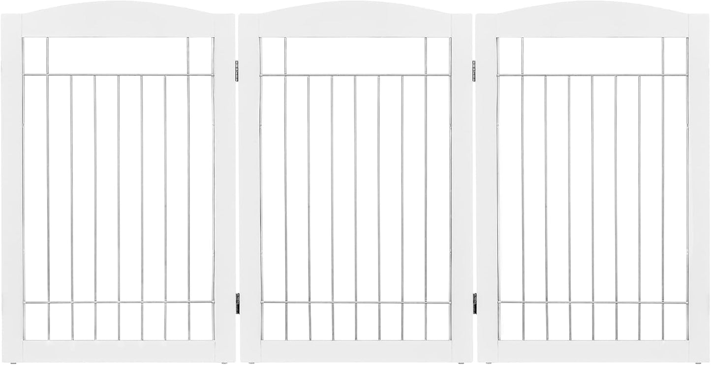 Spirich Freestanding Wire Pet Gate for Dogs, 30 inches Tall Dog Gate for The Houes, Doorway, Stairs, Pet Puppy Safety Fence,Set of Support Feet Included (Espresso, 4 Panels) ASIN: B07T8Z8NKL
