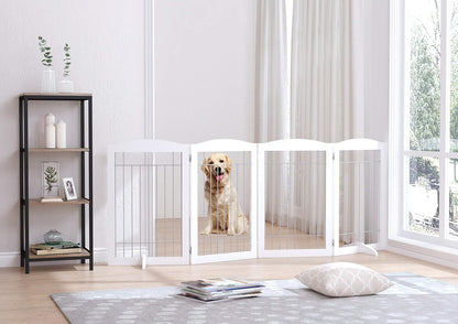 Spirich Freestanding Wire Pet Gate for Dogs, 30 inches Tall Dog Gate for The Houes, Doorway, Stairs, Pet Puppy Safety Fence,Set of Support Feet Included (Espresso, 4 Panels) ASIN: B07T8Z8NKL