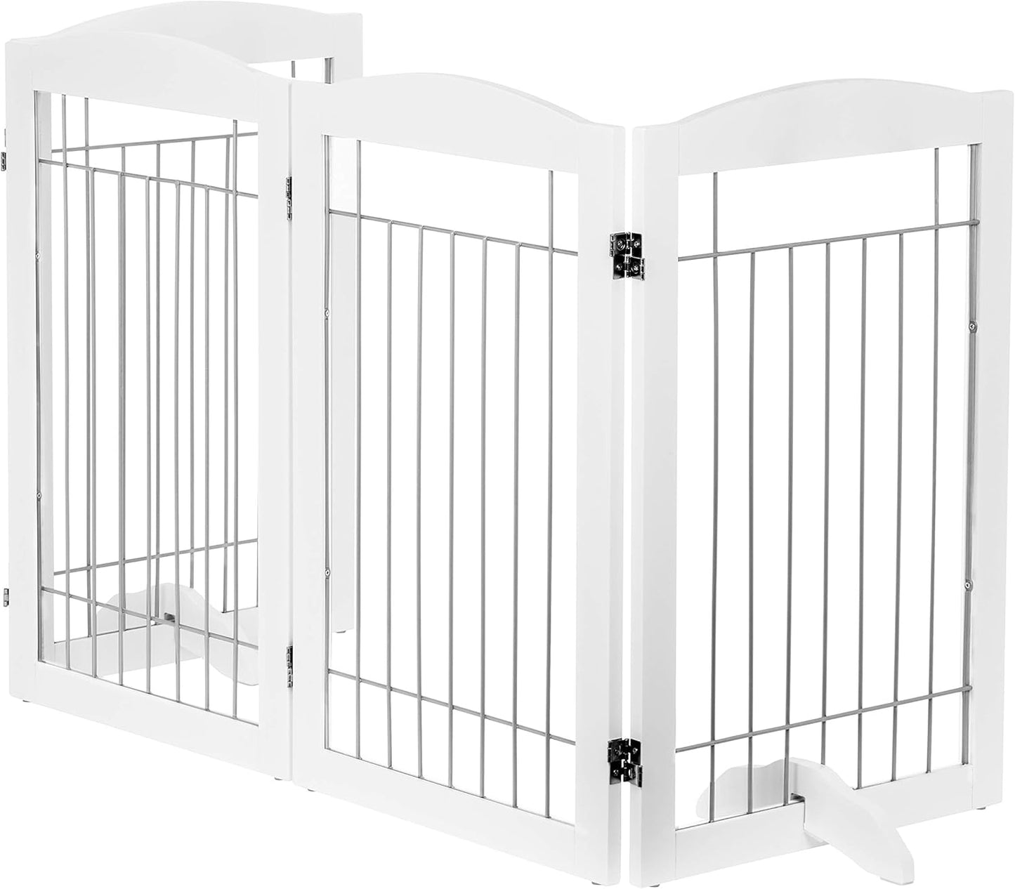 Spirich Freestanding Wire Pet Gate for Dogs, 30 inches Tall Dog Gate for The Houes, Doorway, Stairs, Pet Puppy Safety Fence,Set of Support Feet Included (Espresso, 4 Panels) ASIN: B07T8Z8NKL