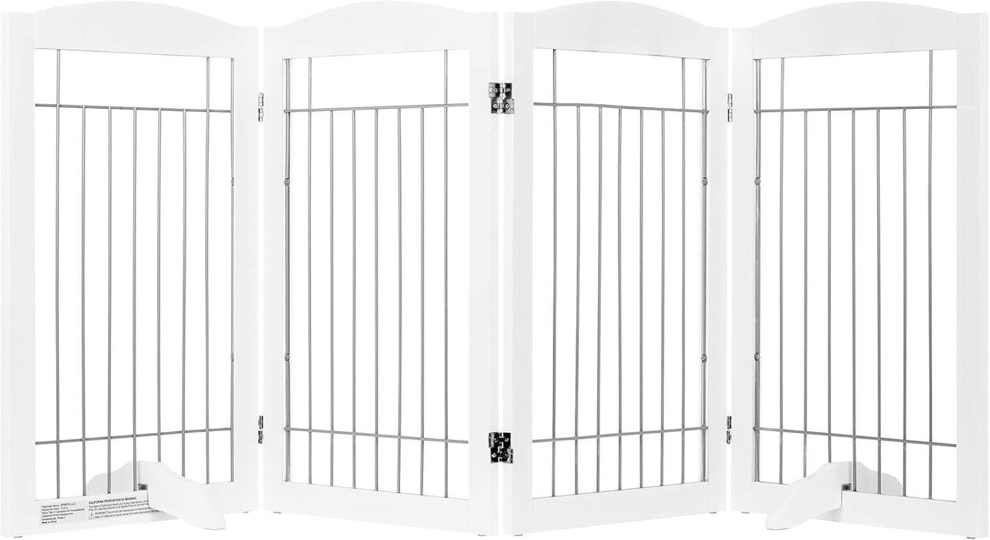 Spirich Freestanding Wire Pet Gate for Dogs, 30 inches Tall Dog Gate for The Houes, Doorway, Stairs, Pet Puppy Safety Fence,Set of Support Feet Included (Espresso, 4 Panels) ASIN: B07T8Z8NKL