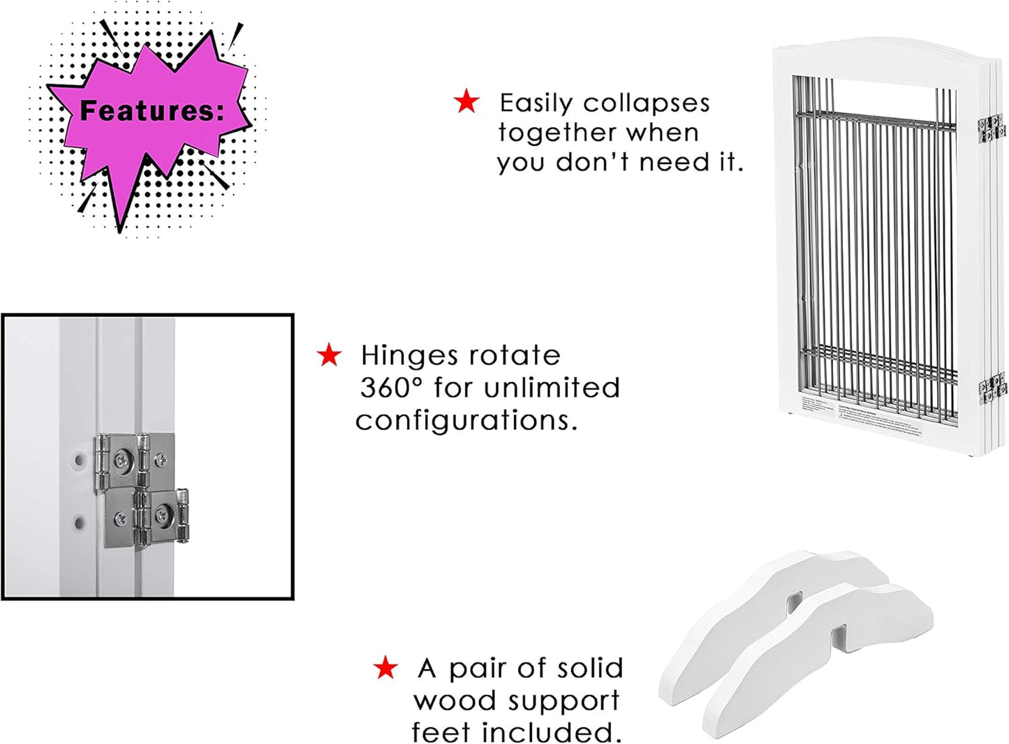 Spirich Freestanding Wire Pet Gate for Dogs, 30 inches Tall Dog Gate for The Houes, Doorway, Stairs, Pet Puppy Safety Fence,Set of Support Feet Included (Espresso, 4 Panels) ASIN: B07T8Z8NKL