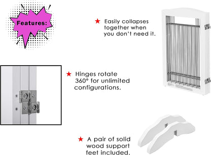 Spirich Freestanding Wire Pet Gate for Dogs, 30 inches Tall Dog Gate for The Houes, Doorway, Stairs, Pet Puppy Safety Fence,Set of Support Feet Included (Espresso, 4 Panels) ASIN: B07T8Z8NKL