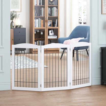 Spirich Freestanding Wire Pet Gate for Dogs, 30 inches Tall Dog Gate for The Houes, Doorway, Stairs, Pet Puppy Safety Fence,Set of Support Feet Included (Espresso, 4 Panels) ASIN: B07T8Z8NKL