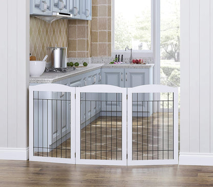 Spirich Freestanding Wire Pet Gate for Dogs, 30 inches Tall Dog Gate for The Houes, Doorway, Stairs, Pet Puppy Safety Fence,Set of Support Feet Included (Espresso, 4 Panels) ASIN: B07T8Z8NKL