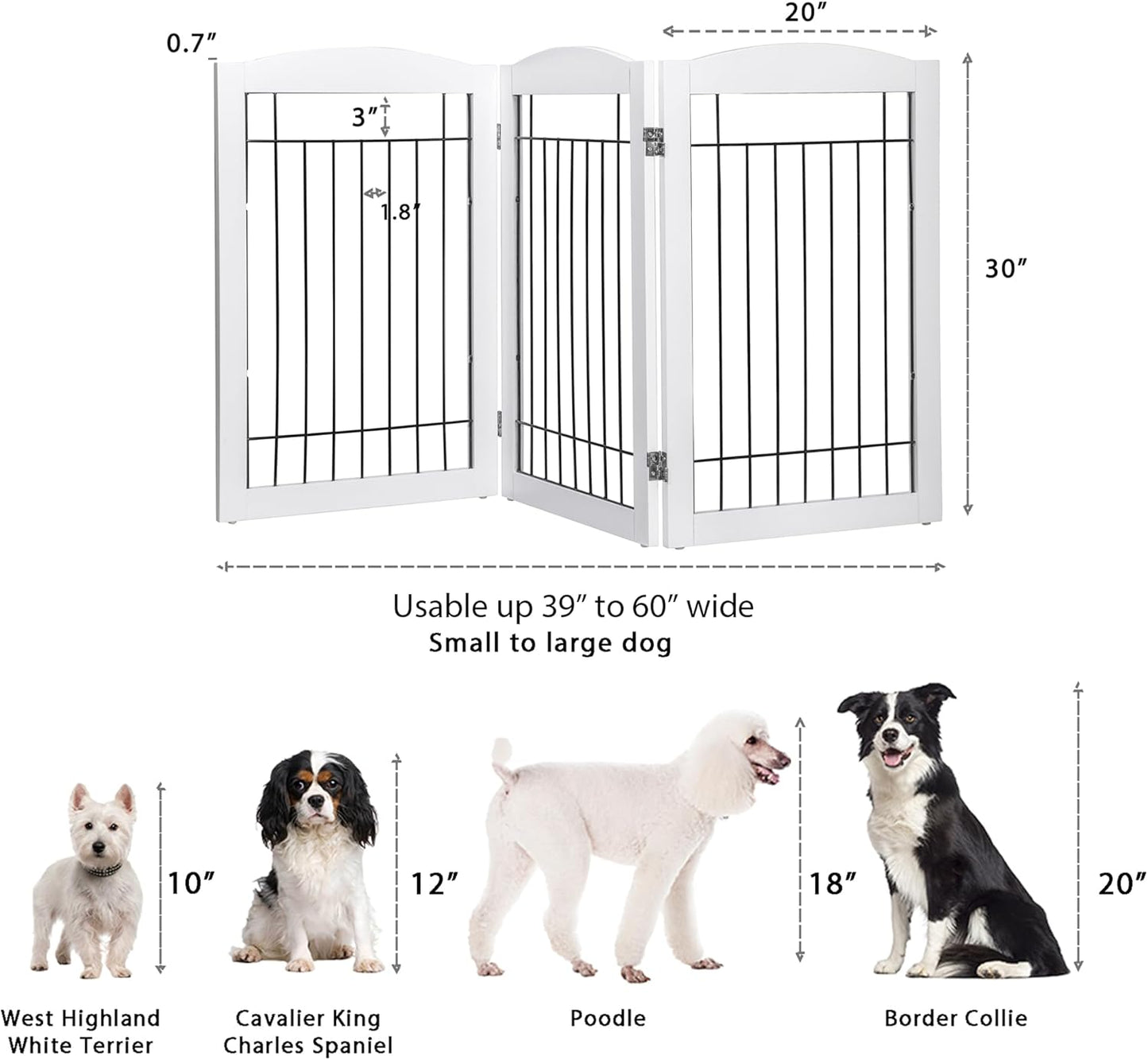 Spirich Freestanding Wire Pet Gate for Dogs, 30 inches Tall Dog Gate for The Houes, Doorway, Stairs, Pet Puppy Safety Fence,Set of Support Feet Included (Espresso, 4 Panels) ASIN: B07T8Z8NKL