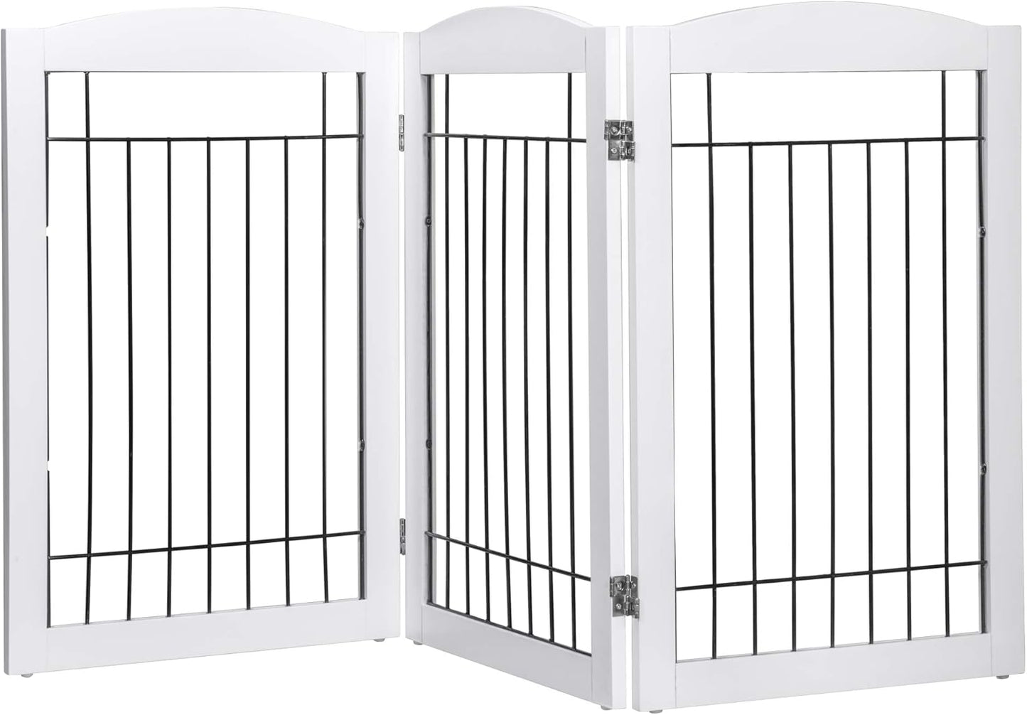 Spirich Freestanding Wire Pet Gate for Dogs, 30 inches Tall Dog Gate for The Houes, Doorway, Stairs, Pet Puppy Safety Fence,Set of Support Feet Included (Espresso, 4 Panels) ASIN: B07T8Z8NKL