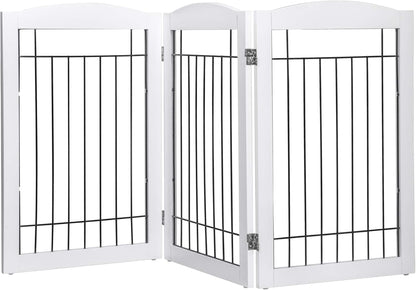 Spirich Freestanding Wire Pet Gate for Dogs, 30 inches Tall Dog Gate for The Houes, Doorway, Stairs, Pet Puppy Safety Fence,Set of Support Feet Included (Espresso, 4 Panels) ASIN: B07T8Z8NKL