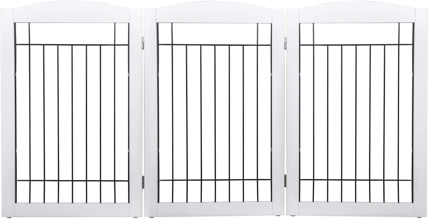 Spirich Freestanding Wire Pet Gate for Dogs, 30 inches Tall Dog Gate for The Houes, Doorway, Stairs, Pet Puppy Safety Fence,Set of Support Feet Included (Espresso, 4 Panels) ASIN: B07T8Z8NKL